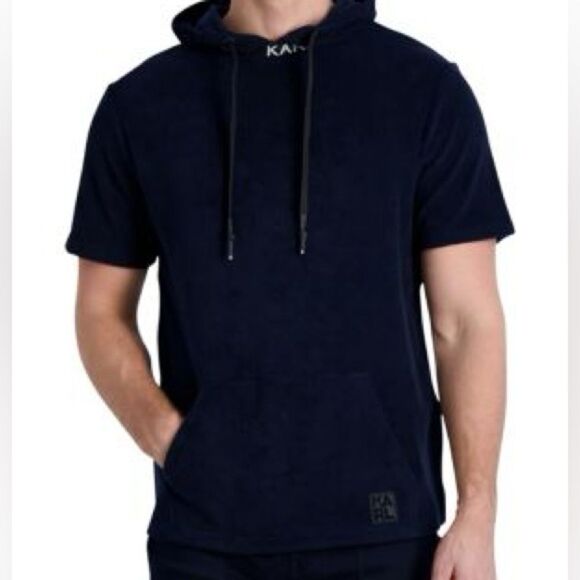 NWT Karl Lagerfeld Paris French Terry Navy Blue Hoodie M - Picture 2 of 8